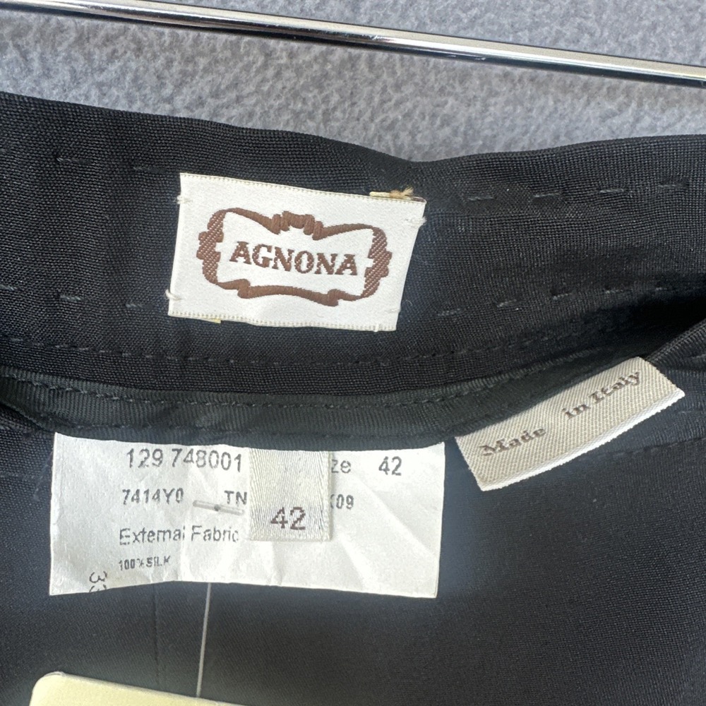 NWT Agnona 100% Silk Trouser Pants Womens Size EU 42 US 6 Black Quiet Luxury - Picture 4 of 10